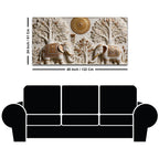 Royal Twin Elephants Beneath Sacred Trees 3D Effect Canvas Wall Painting