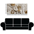 Royal White Elephant in Golden Floral Garden 3D Canvas Wall Painting
