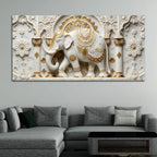 Royal White Elephant in Ornate Palace 3D Canvas Wall Painting