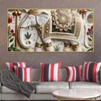 Royal White Elephant with Colorful Mandala 3D Canvas Wall Painting