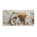 Royal White Elephant with Golden Floral Saddle 3D Canvas Wall Painting