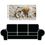 Royal White Elephant with Golden Floral Saddle 3D Canvas Wall Painting