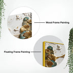 Royal White Elephant with Golden Ginkgo Leaves 3D Canvas Wall Painting