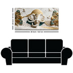 Royal White Elephant with Golden Ginkgo Leaves 3D Canvas Wall Painting