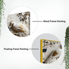 Royal White & Golden Peacock Pair on Blooming Blue Branch 3D Canvas Wall Painting