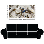 Royal White & Golden Peacock Pair on Blooming Blue Branch 3D Canvas Wall Painting