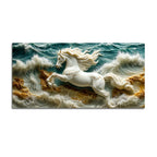 Royal White Horse Riding the Ocean Tide 3D Canvas Wall Painting
