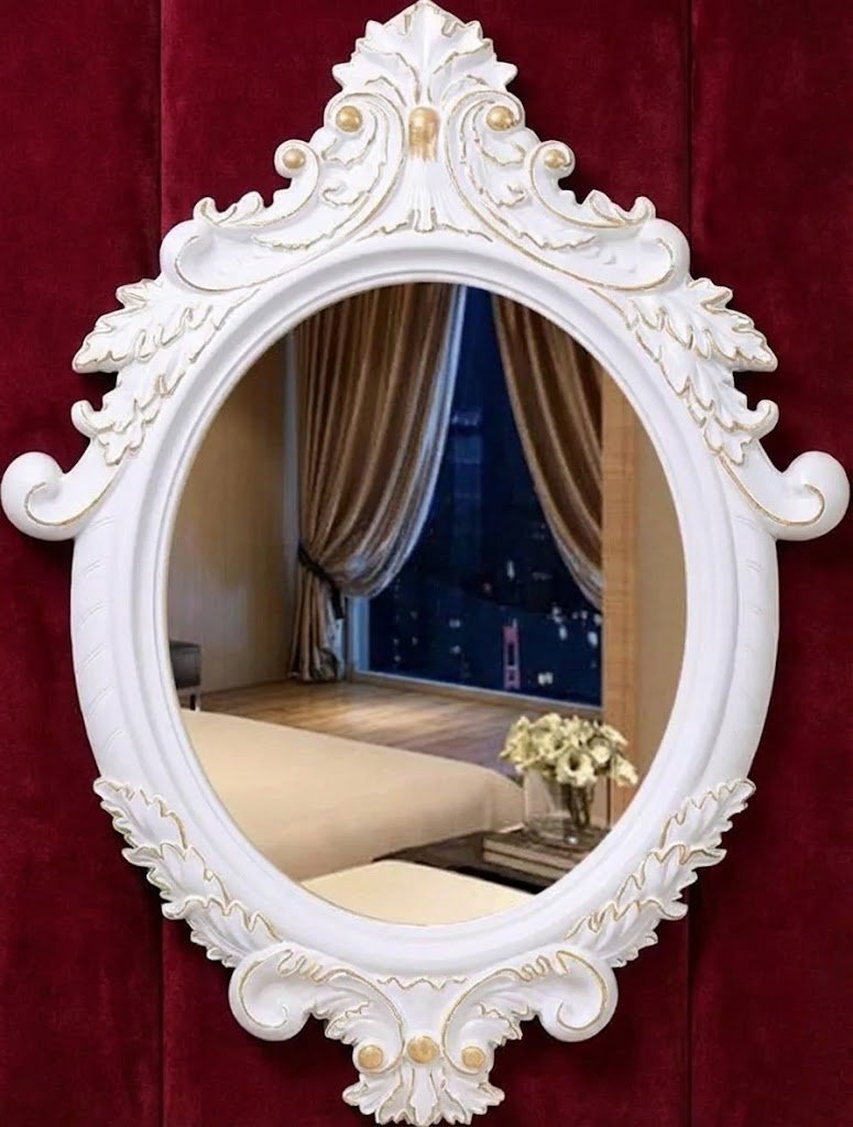 Royal White Oval Wall Mirror | Classic Home Décor
