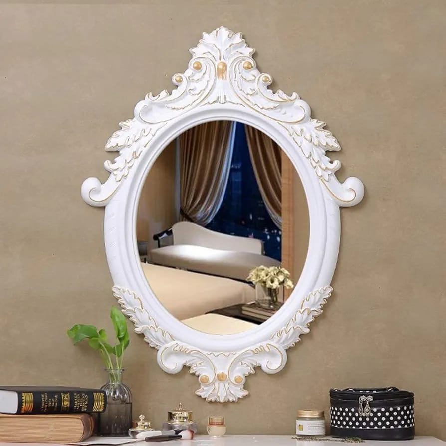 Royal White Oval Wall Mirror | Classic Home Décor