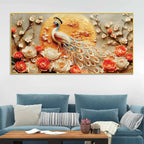 Royal White Peacock Canvas Wall Painting for Modern Home Décor