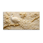 Royal White Peacock on Blooming Golden Branch 3D Canvas Wall Painting