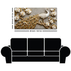 Royal White Peacock with Golden Feather Tail 3D Canvas Wall Painting