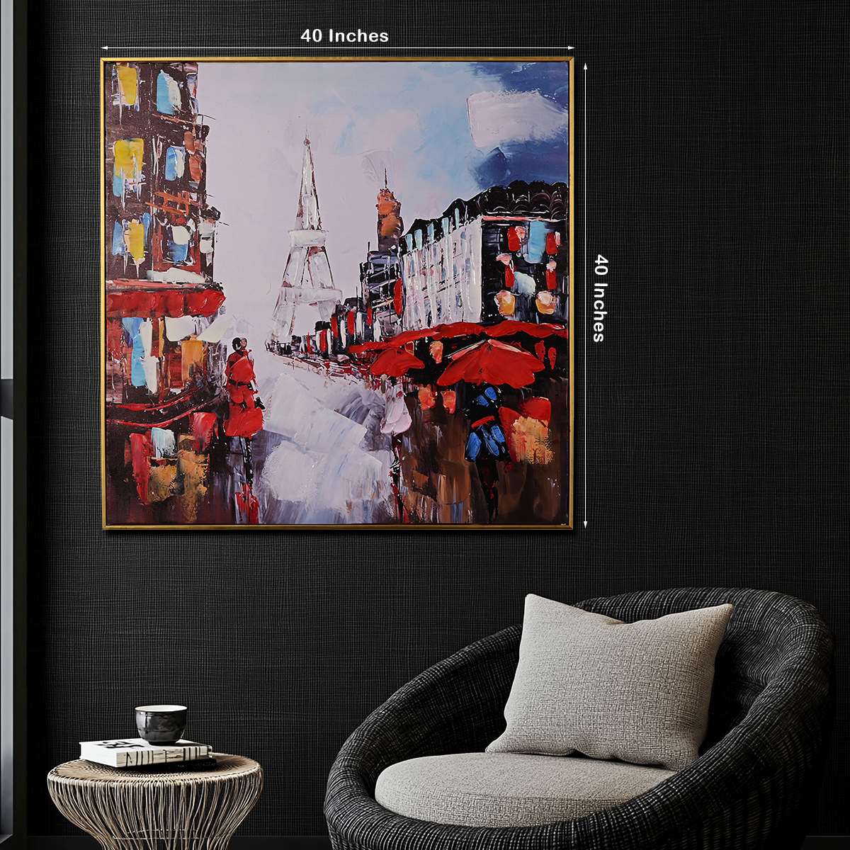 Rue de Paris Hand Painted Wall Painting with Floating Frame