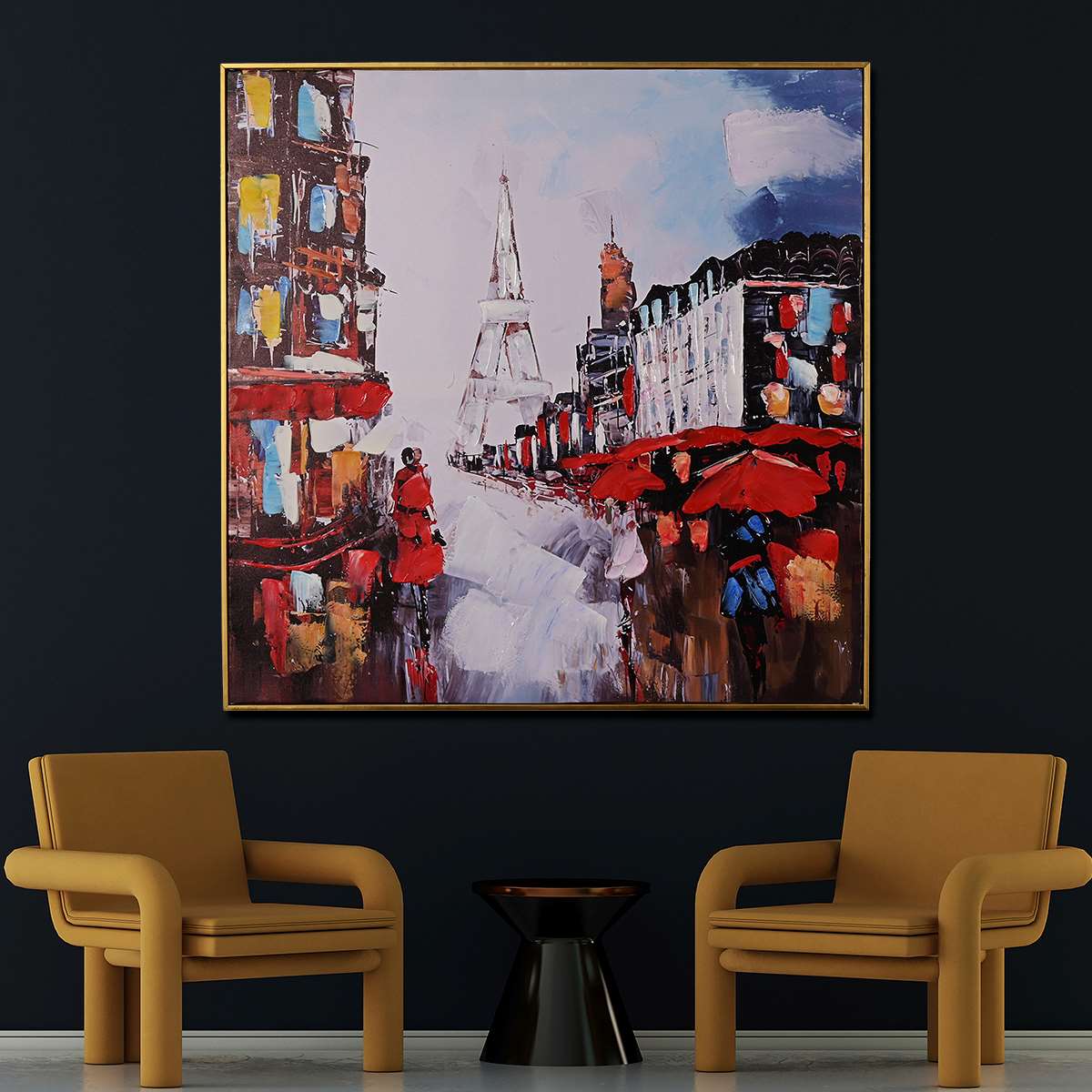 Rue de Paris Hand Painted Wall Painting with Floating Frame