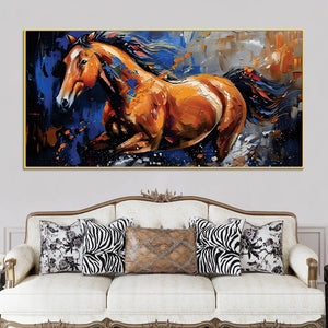 Running Horse Canvas Wall Painting for Living Room Décor