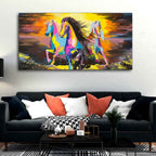 Running Horses Abstract Premium Canvas Wall Painting