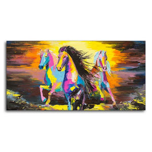 Running Horses Abstract Premium Canvas Wall Painting