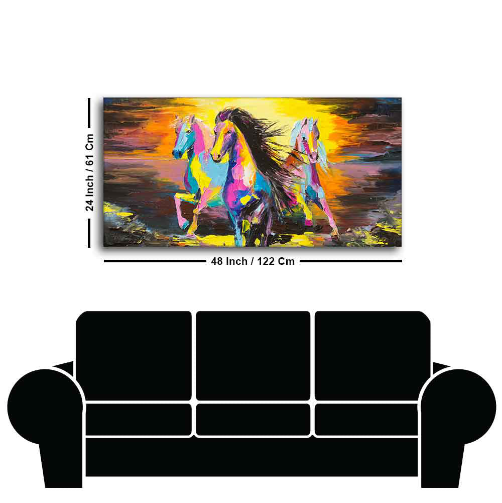 Running Horses Abstract Premium Canvas Wall Painting