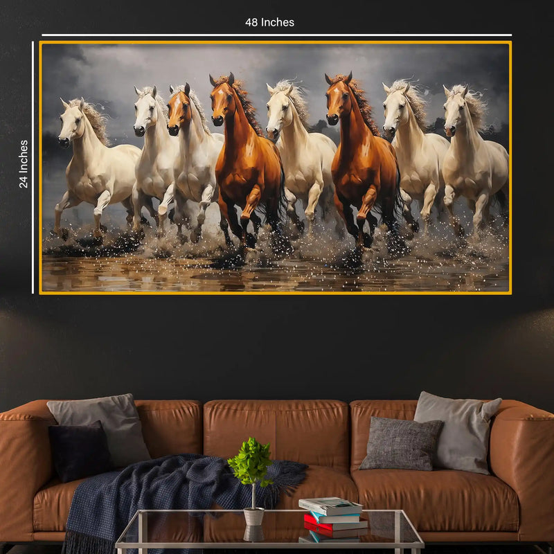 Running Horses Crystal Glass Painting for Bedroom Décor