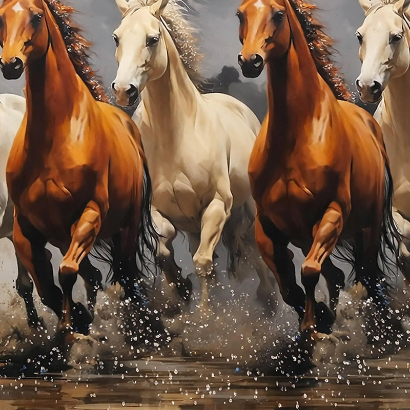 Running Horses Crystal Glass Painting for Bedroom Décor