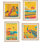 Rural Indian Culture Wall Art Frame Set of 4