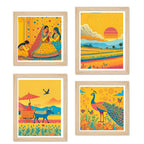 Rural Indian Culture Wall Art Frame Set of 4
