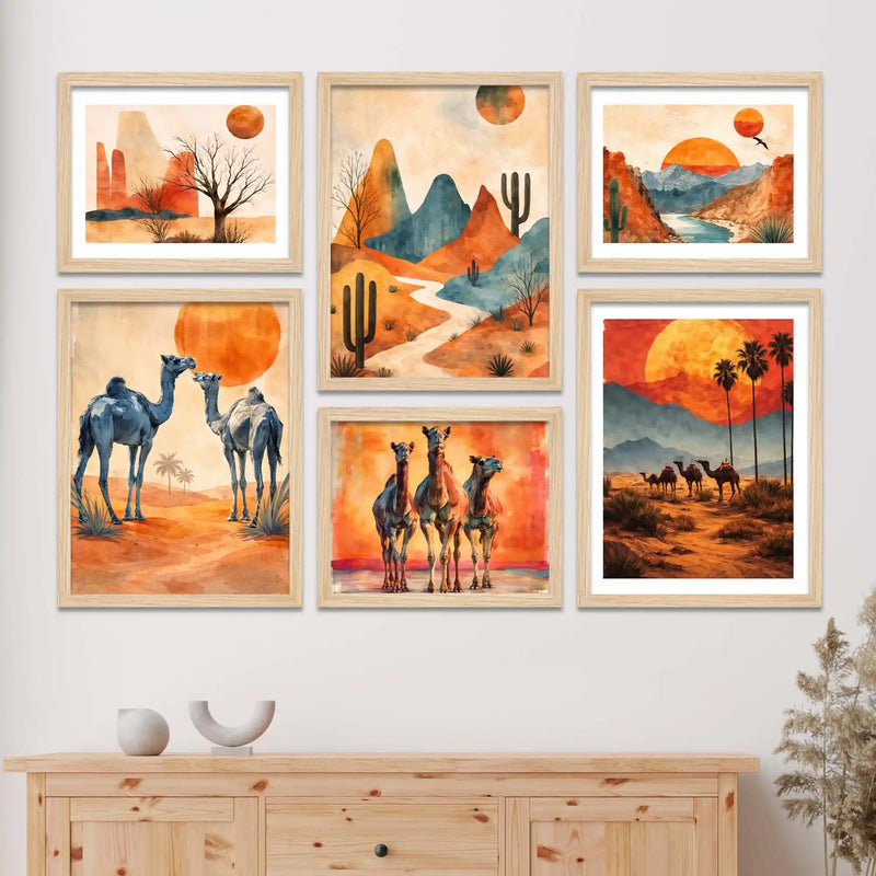 Rustic Desert Wall Art Frame Set of 6