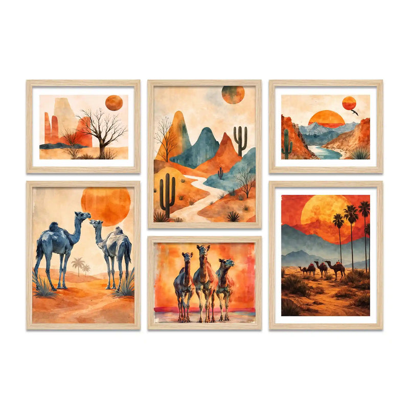 Rustic Desert Wall Art Frame Set of 6