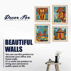 Rustic Floral Village Wall Art Frame Set of 4