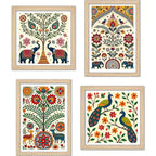 Rustic Indian Wall Art Frame Set of 4