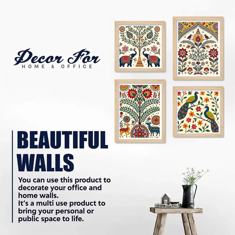 Rustic Indian Wall Art Frame Set of 4