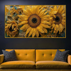Rustic Sunflower Floating Frame Crystal Wall Painting