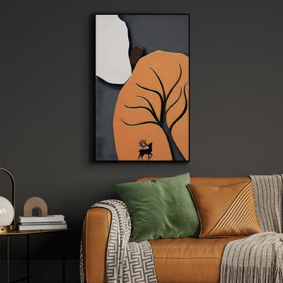 Rustic Wilderness Deer and Tree Silhouette 3D Wall Art Home Decor