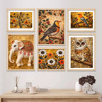 Rustic Wildlife Wall Art Frame Set of 6