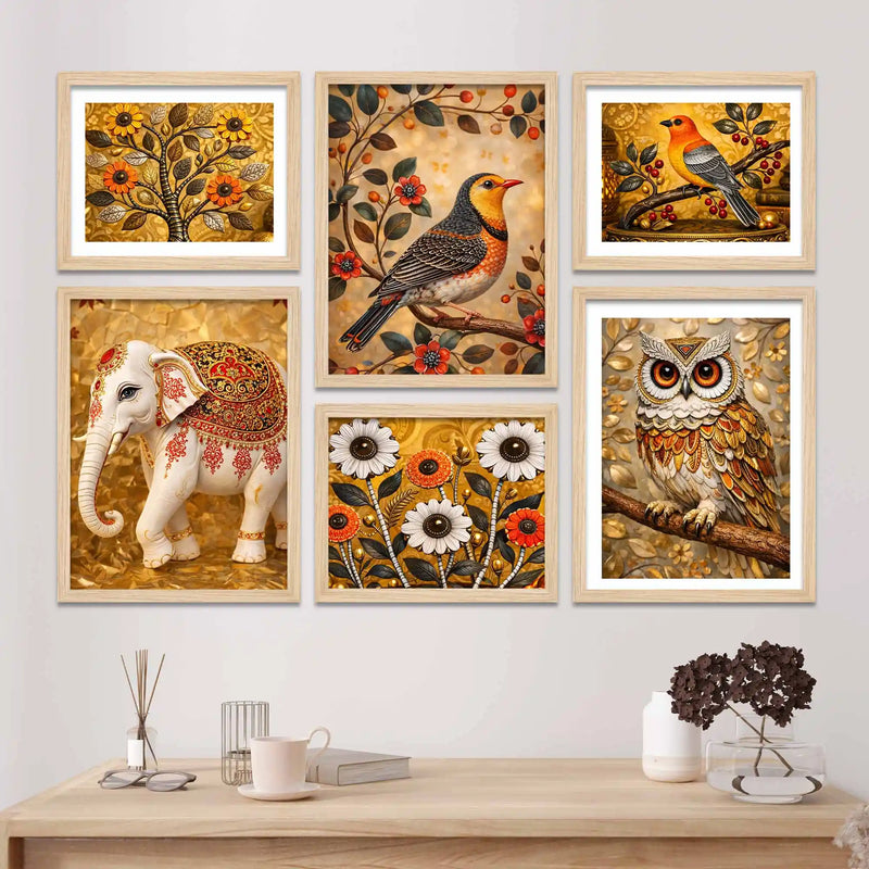 Rustic Wildlife Wall Art Frame Set of 6