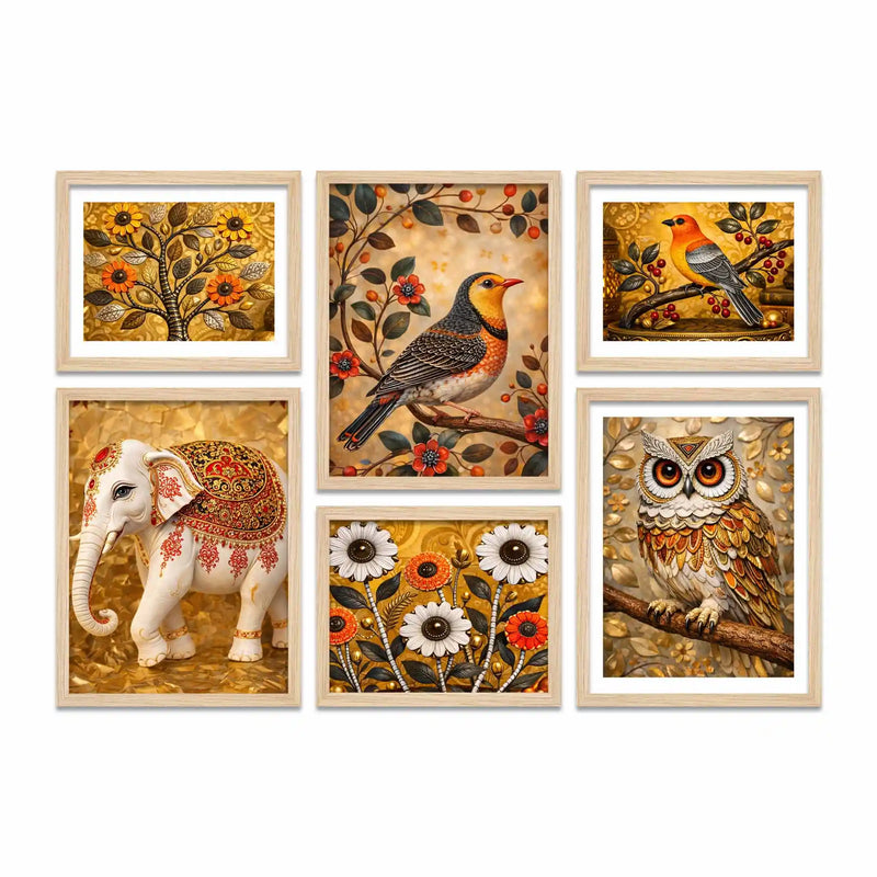Rustic Wildlife Wall Art Frame Set of 6