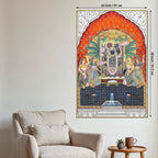 Sacred Aarti of Shrinathji in a Royal Temple Spiritual Canvas Wall Painting
