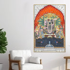 Sacred Aarti of Shrinathji in a Royal Temple Spiritual Canvas Wall Painting
