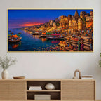 Sacred Banaras Riverside Canvas Painting for Bedroom Decor