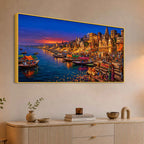 Sacred Banaras Riverside Canvas Painting for Bedroom Decor