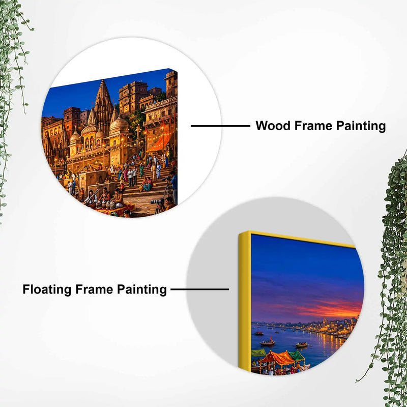 Sacred Banaras Riverside Canvas Painting for Bedroom Decor