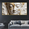 Sacred Buddha Face Marble Relief 3D Canvas Wall Painting