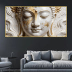 Sacred Buddha Face Marble Relief 3D Canvas Wall Painting
