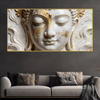 Sacred Buddha Face Marble Relief 3D Canvas Wall Painting