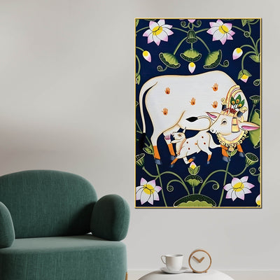 sacred-cow-and-calf-pichwai-painting-ethnic-wall-art