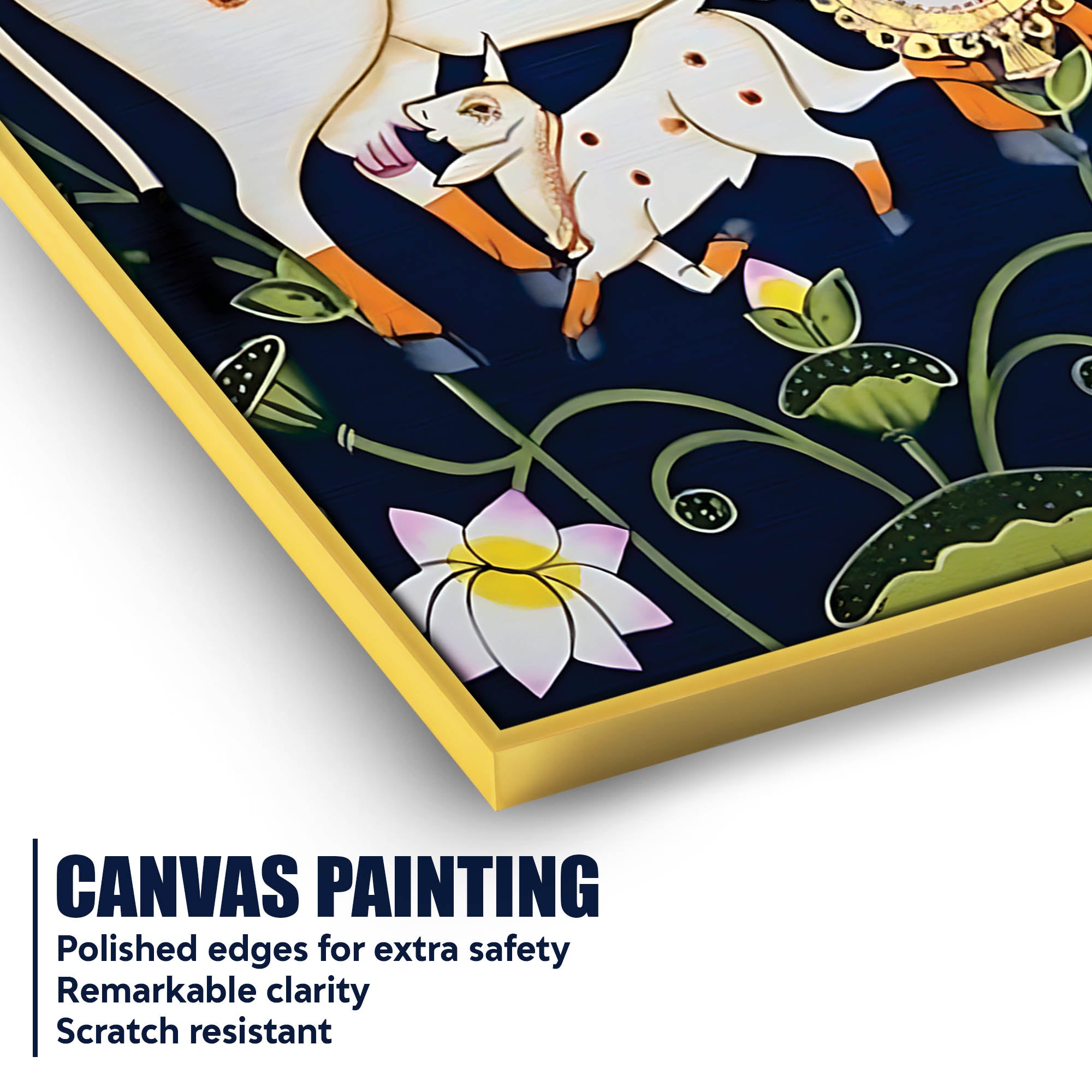 Sacred Cow and Calf Pichwai Painting | Ethnic Wall Art