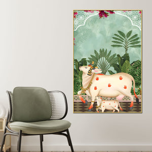 sacred-cow-calf-garden-art-pichwai-style-canvas-painting
