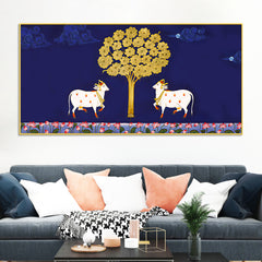 sacred-cow-pair-wall-painting-positive-energy-home-decor-art