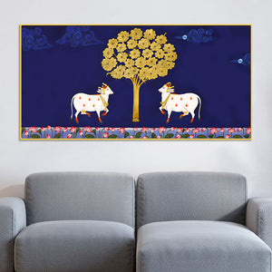 Sacred Cow Pair Wall Painting | Positive Energy Home Decor Art