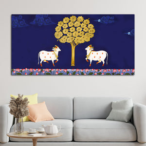 Sacred Cow Pair Wall Painting | Positive Energy Home Decor Art